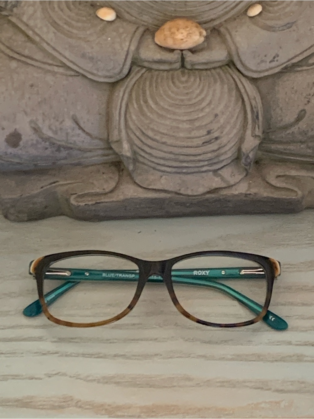 Roxy Two-Tone Brown and Teal Eyeglasses